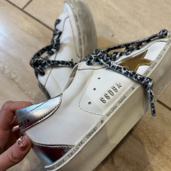  White and Gold Athletic Shoes